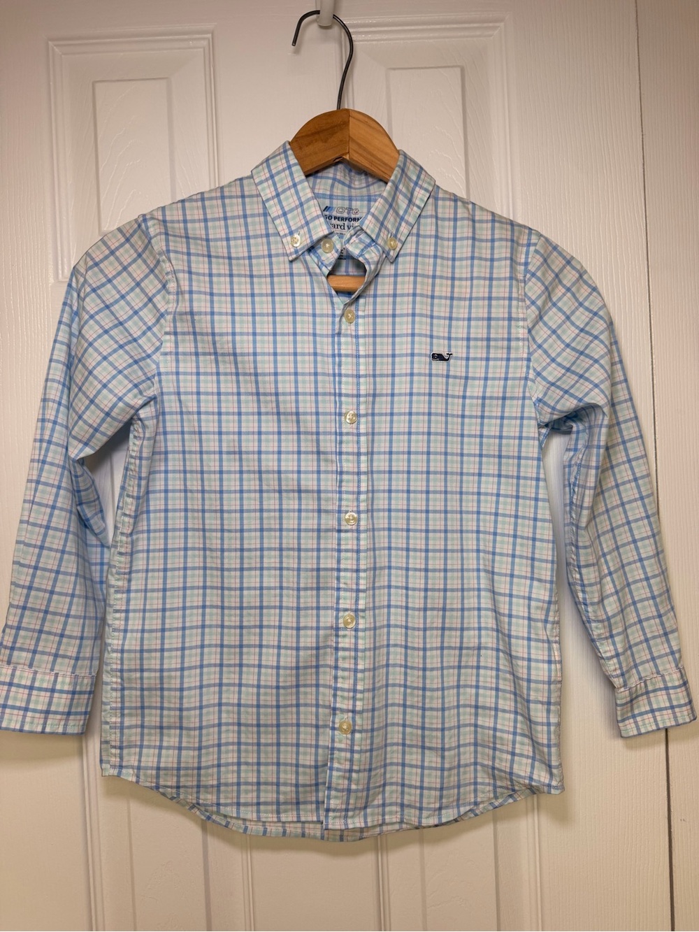 Vineyard Vines Boys Size 6 On-The-Go Performance Shirt Morada Bay Plaid brrr°
